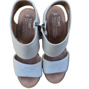 Toms Womens Open-Toe Canvas Ankle Zip Sandals Size 6 Light Brown & Beige